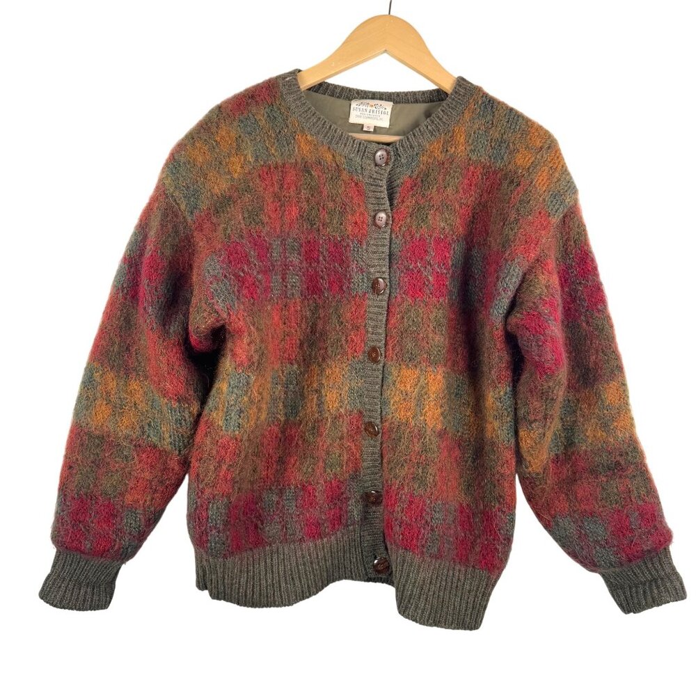 VTG Susan Bristol Mohair wool blend fuzzy sweater jacket 90s sz S
